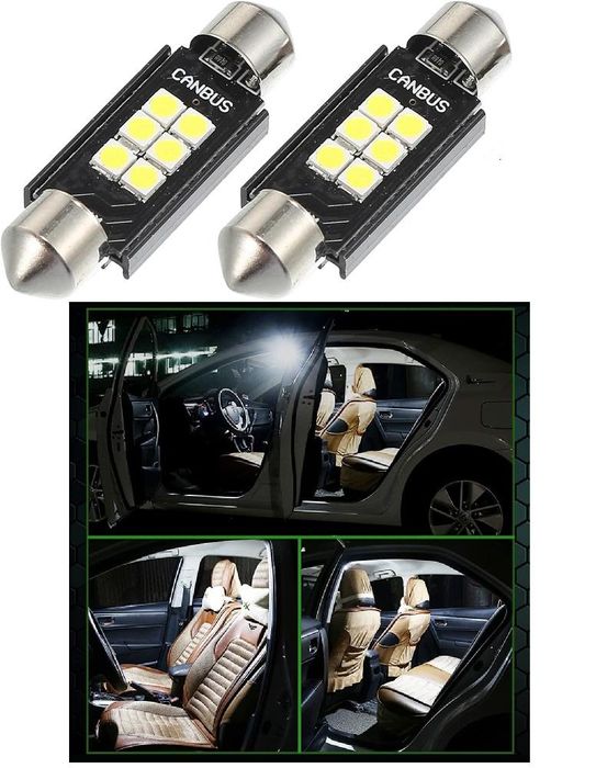диодни крушки festoon 39мм 6000 k 12v 6 smd диода canbus 2бр/к-т ...