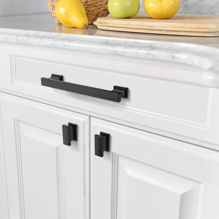 Set 6 manere mobilier negre 128mm zinc aliaj modern*