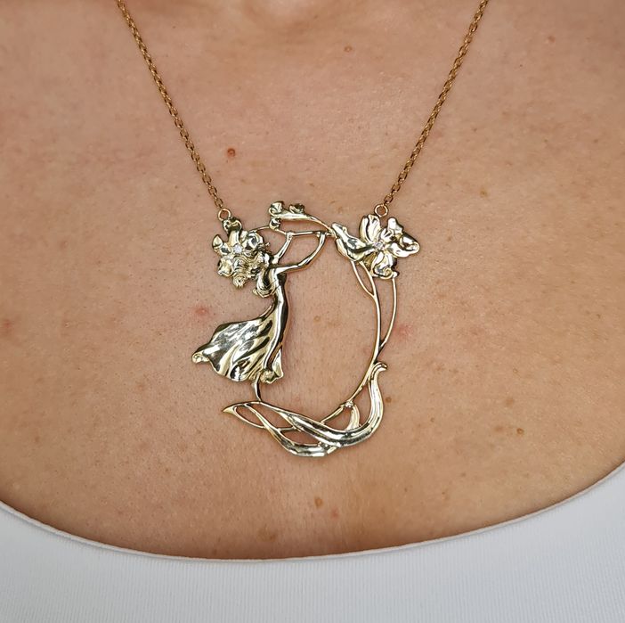 Colier din aur galben 14 cu diamante naturale