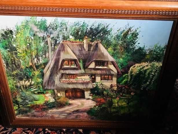Pictură impresionistă-semnata-Peisaj montan-ulei pe panză-Franta