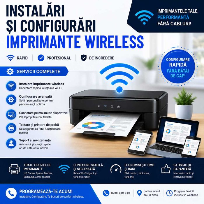 Instalari Imprimante configurari wifi resetare soft scanner drivere lipsa