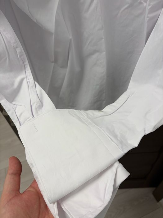 Camasa alba 6AM cu plastron 100% bumbac
