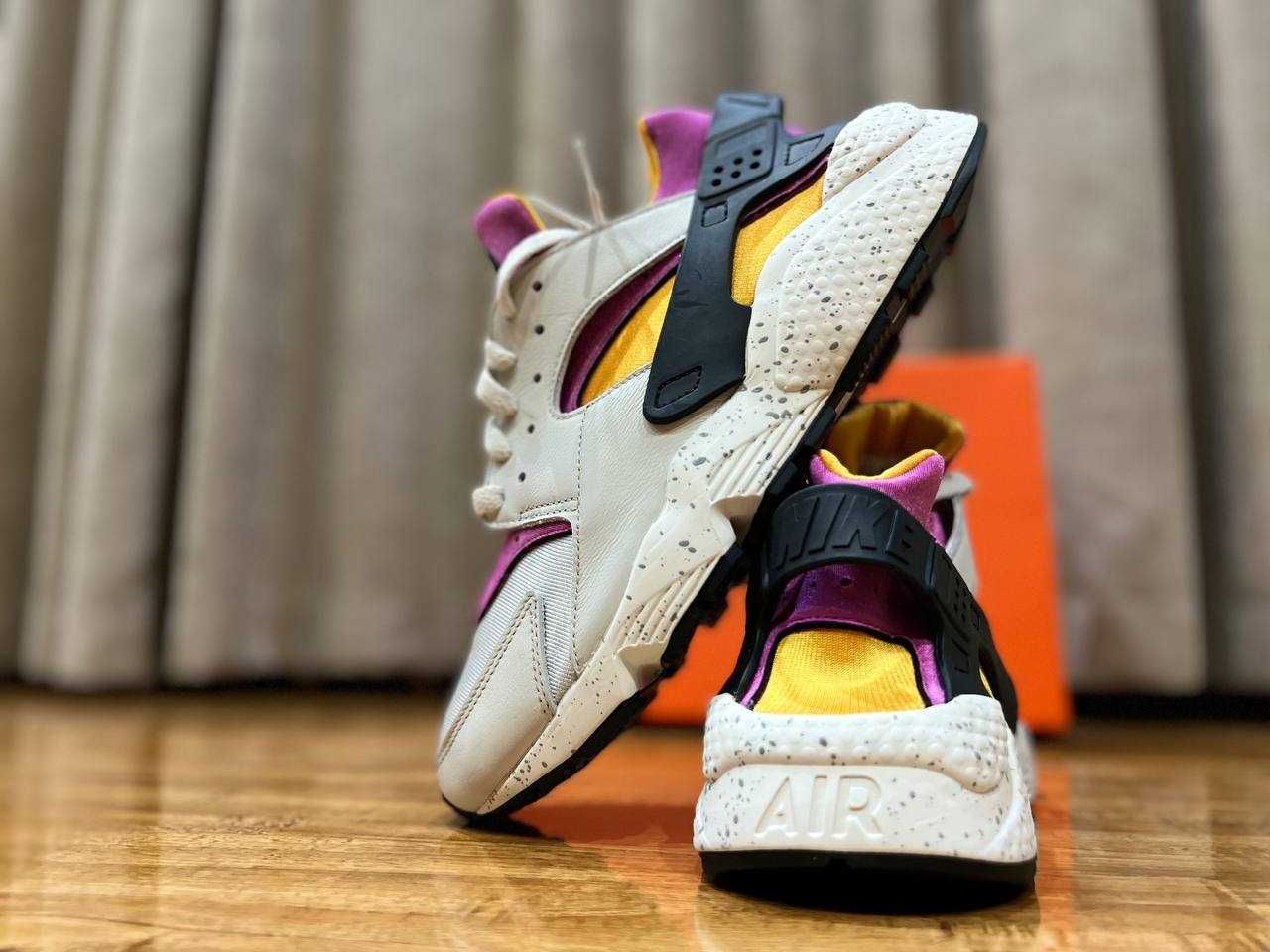 Nike air huarache run clearance premium linen/golden beige-black-court purple