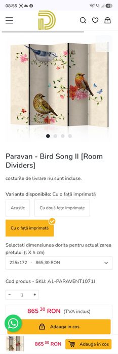 Panouri/paravane despărțitoare interior