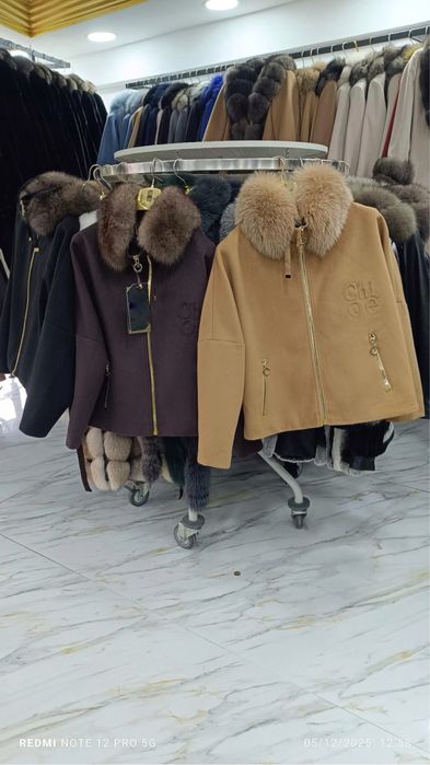 Кашмирено палто с естествен косъм