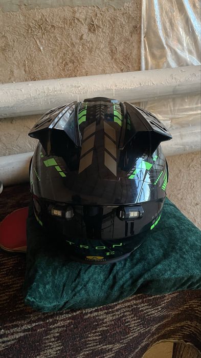 Мотошлем Qike green original