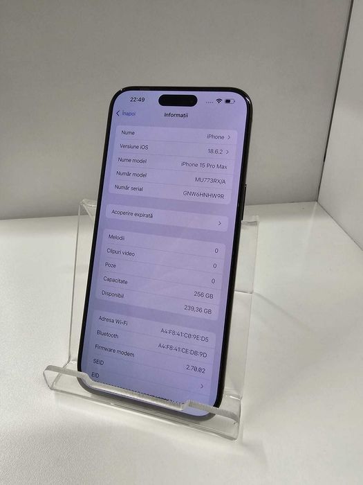 Iphone 15 Pro Max 256 Gb (ag49 Esplanada b.7091) Garantie 2 ani
