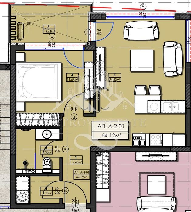2-стаен в Пазарджик, област-гр.Велинград площ 74 цена 73550