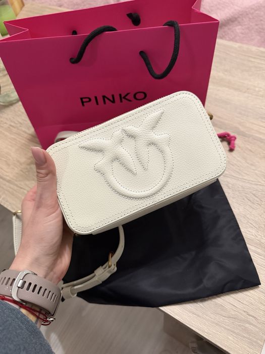 Pinko Camera Bag Crossbody White Antique Gold