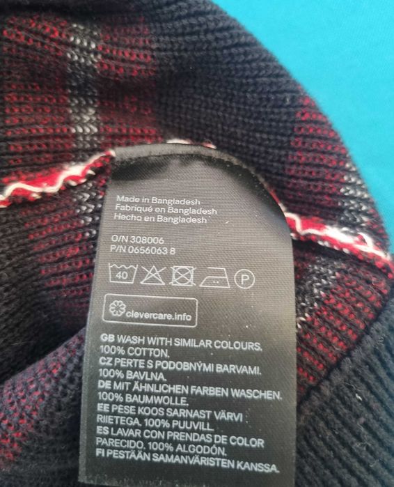 Vand pulovar H&M mc lunga barbat L  dungi rosu negru alb bbc100% nou