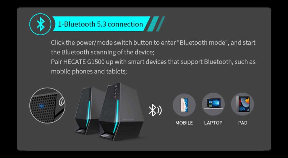 Edifier G1500 игровые колонки 2.0/Bluetooth 5.4/AUX/USB/RGB-подсветка
