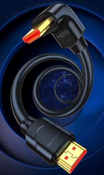 Ъглов HDMI Кабел SAMZHE (90° Градуса), 1 метър – 4K Ultra HD @ 60Hz, HDMI 2.0 за PS5/Xbox/RTX