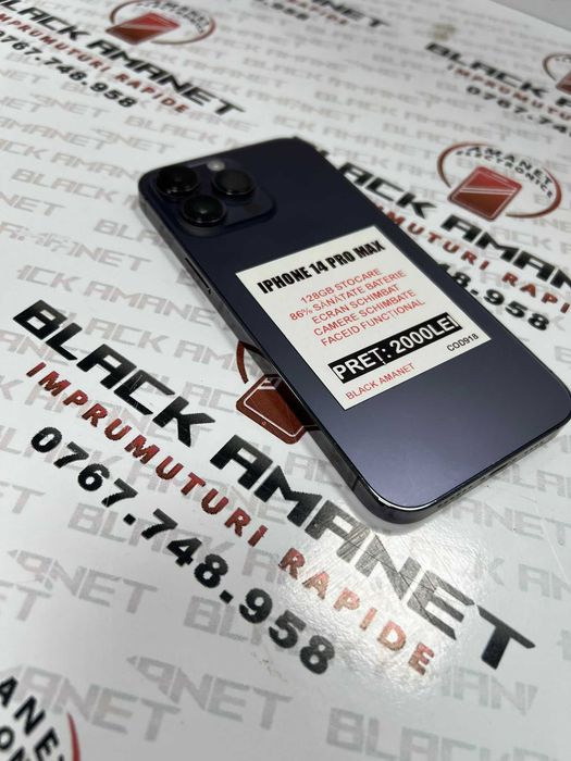 BLACK AMANET P2 • iPhone 14 PRO MAX 128gb 86% sanatate baterie