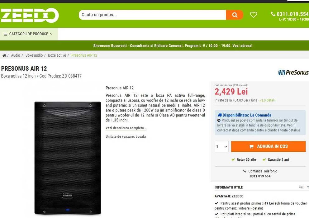 Vand Boxe active PresonusAir 12 - 600W RMS ,sunet puternic ,impecabile
