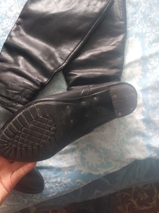 Кожаные сапоги женские