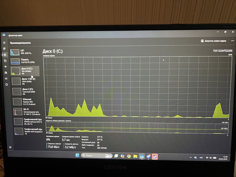 Ноутбук 1050+i5 8300h SSD500Gb HDD1Tb