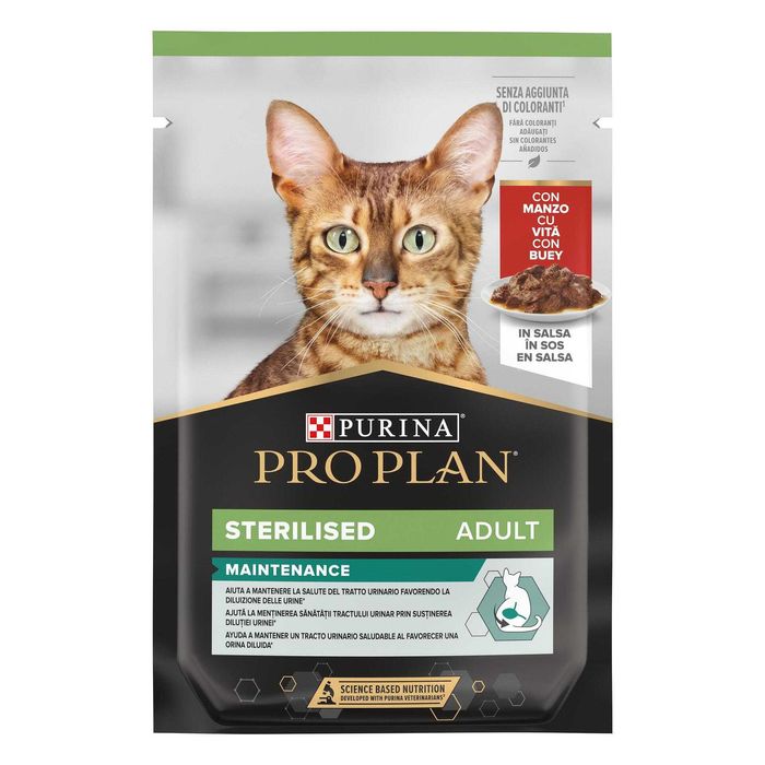 PURINA STERILISED- Пауч за кастрирани котки с Говеждо или пиле-26х85г.