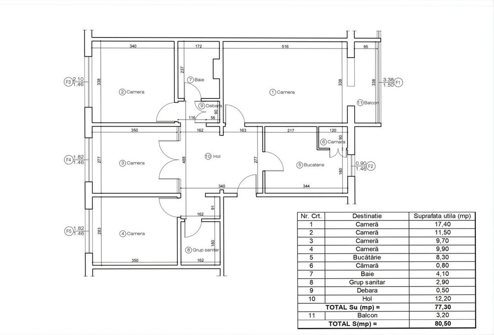 Apartament 4 camere, decomandat, Noua str. Lacurilor, 2 bai, etaj 2/4.