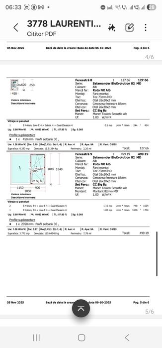 Tâmplarie nouă pvc alba Salamander BluEvolution 82  cu geam tripan