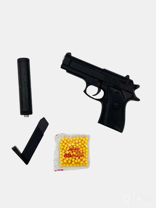 Игрушечный пистолет, металлический, с глушителем и пульками, VIOLENT