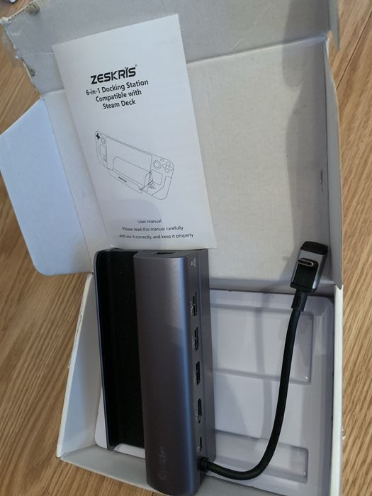 Docking Station Steam Deck, ZESKRIS Dock 6în1 4K HDMI,Gigabit,100W