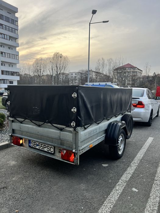 Remorca 750 kg cu prelata mufa 13 pini basculabila 230 cm