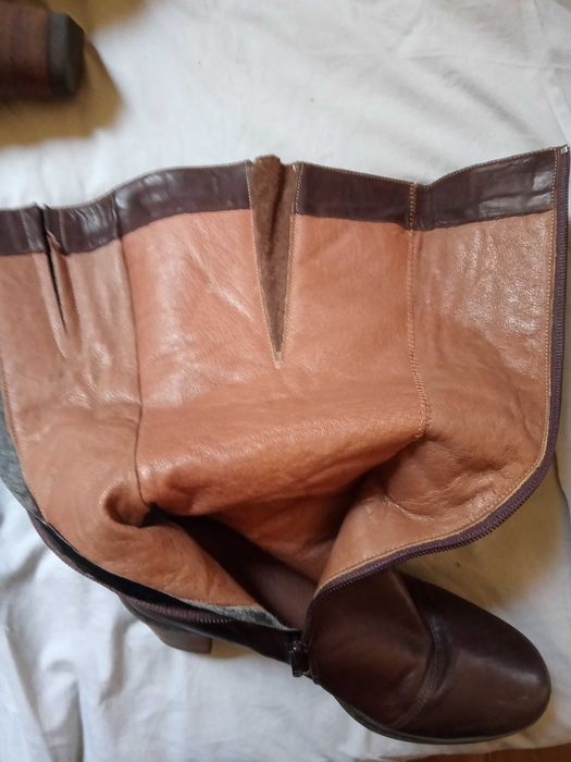 Дамски ботуши естествена кожа номер 39 кафяви