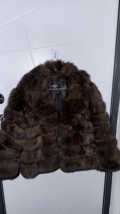 Шуба натуральный песец под соболь