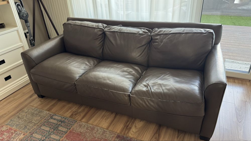 Canapea Natuzzi piele veritabilă, extensibilă cu saltea 160x190 cm