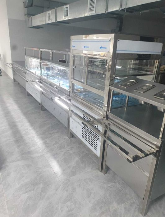 Линия раздачи для горячих и холодных блюд нержавеющая сталь Мармид
