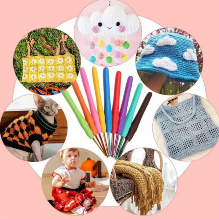 Комплект за плетене 58 части алуминиеви куки за начинаещи и напреднали