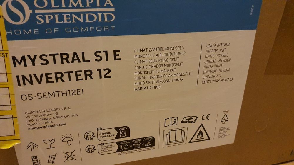 Продавам ново вътрешно тяло за климатик Olimpia Spendid 12btu