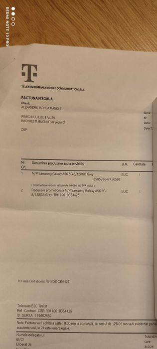 Vand Samsung A56 NOU la cutie