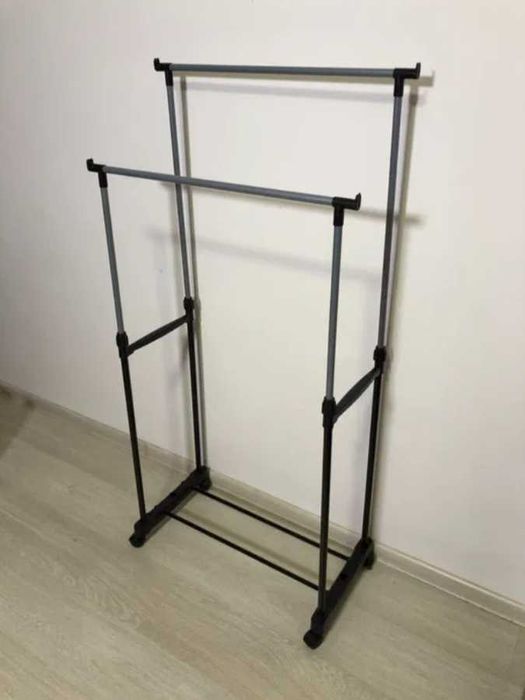 Двойна закачалка за дрехи, компактна щендер подова закачалка, гардероб