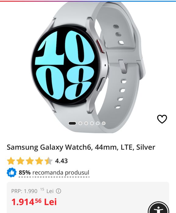 Samsung Watch 6 SM-R945 4G LTE, 44mm, SIGILAT, transport inclus