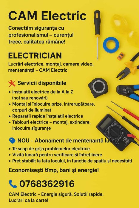 Electrician - CAM Electric – Conectăm siguranța cu profesionalismul!