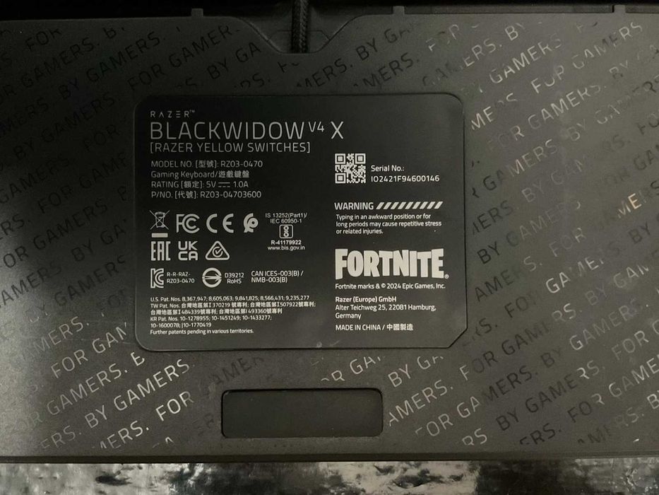 Razer BlackWidow V4 X Fortnite Edition Mechanical Gaming Keyboard (US Layout) Razer Yellow Switches