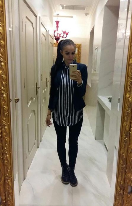 Cămașă damă vâscoză H&M, dungi alb-albastru închis / navy, mărimea S/M