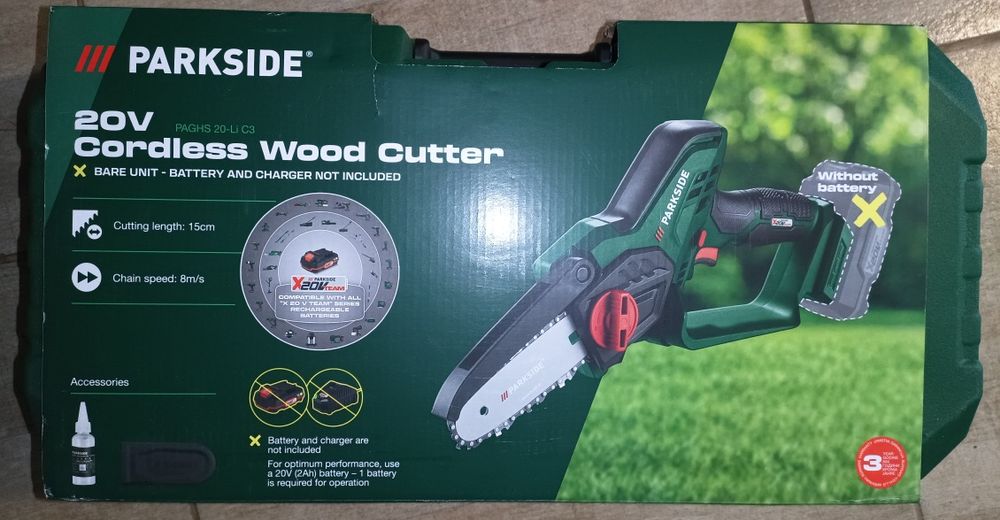 Parkside mini drujba electrica pe baterie 20V 2A 4A 8A ferastrau lant