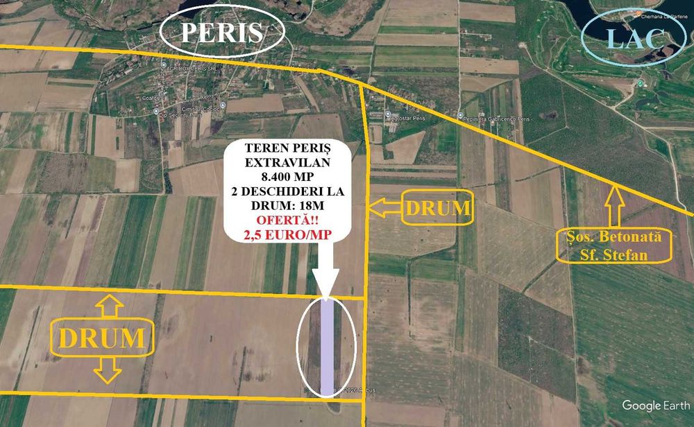 DIRECT PROPRIETAR – Teren 8.400 mp în Periș, aproape de Equestria | Ideal investiție, livadă, fermă bio, de recreere etc