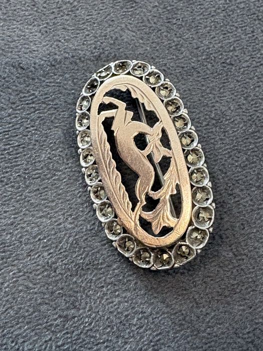 Brosa Victorian argint cu aur 10k