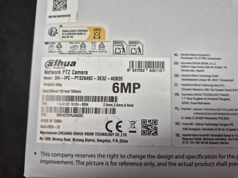 Camera supraveghere IP Dahua PTZ, 3+3MP, 4G, panou solar 8W, 65Wh, 6x, PTS2649C-PRO, SIGILAT !!