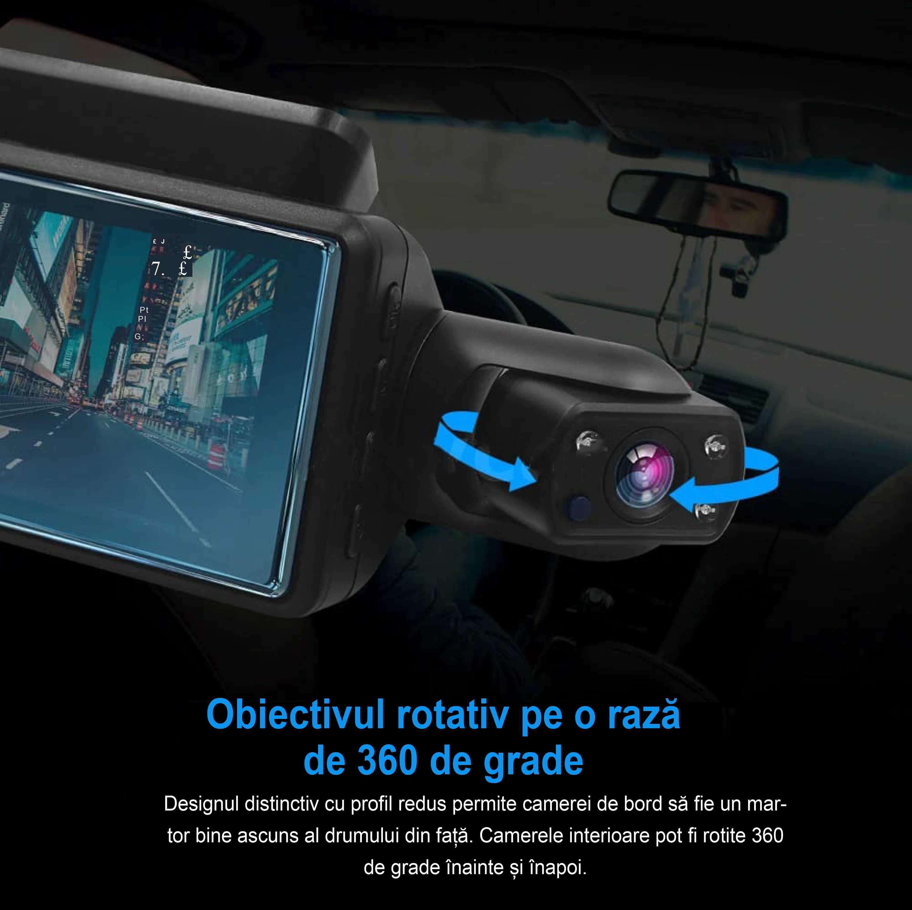 Camera auto de bord, Dual Full HD 1080P, G-senzor, 2 camere, filmare 360 de  grade 