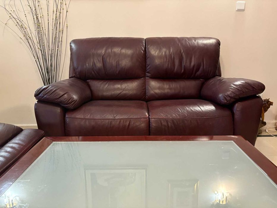 Кожена холна гарнитура (два дивана + фотьойл) – Естествена кожа
