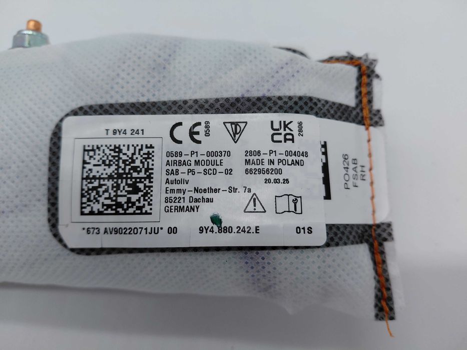 9Y4880242E Нов ОЕ Десен Аербег Airbag Седалка Porsche Cayenne