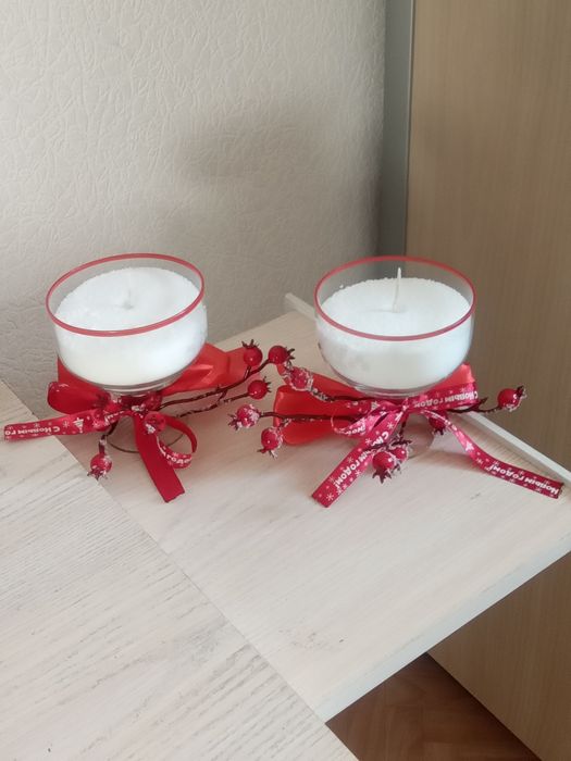 Декор новогодний. Свечи насыпные парные.