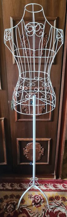 Manechin metalic reglabil pe înălțime,  alb, nou