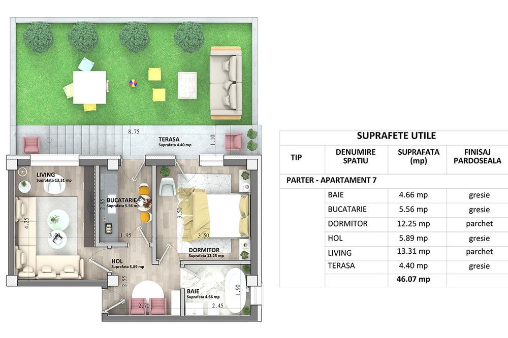 ASTORIA RESIDENCE  2 camere D 46 mp curte 41 mp Lunca Cetatuii C3 2028