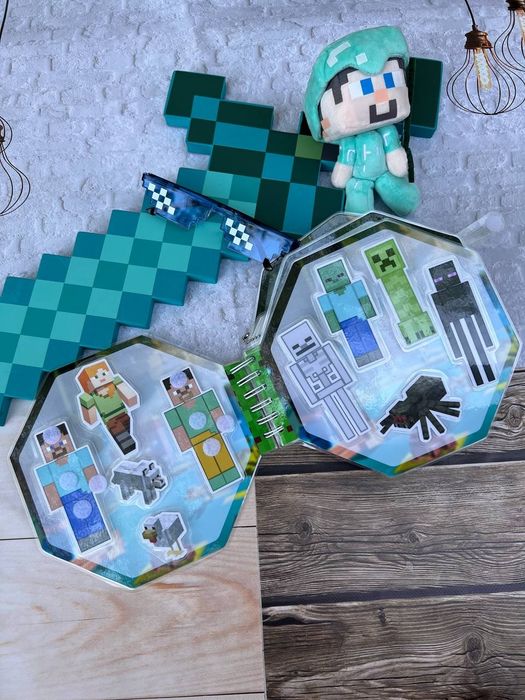 Minecraft|Майнкрафт|Велкро албум за деца|Подарък за момче|Образователна и Занимателна книжка|Creeper|Steve|Стив|Крийпър|Алекс|Ендермен|Игра за фенове