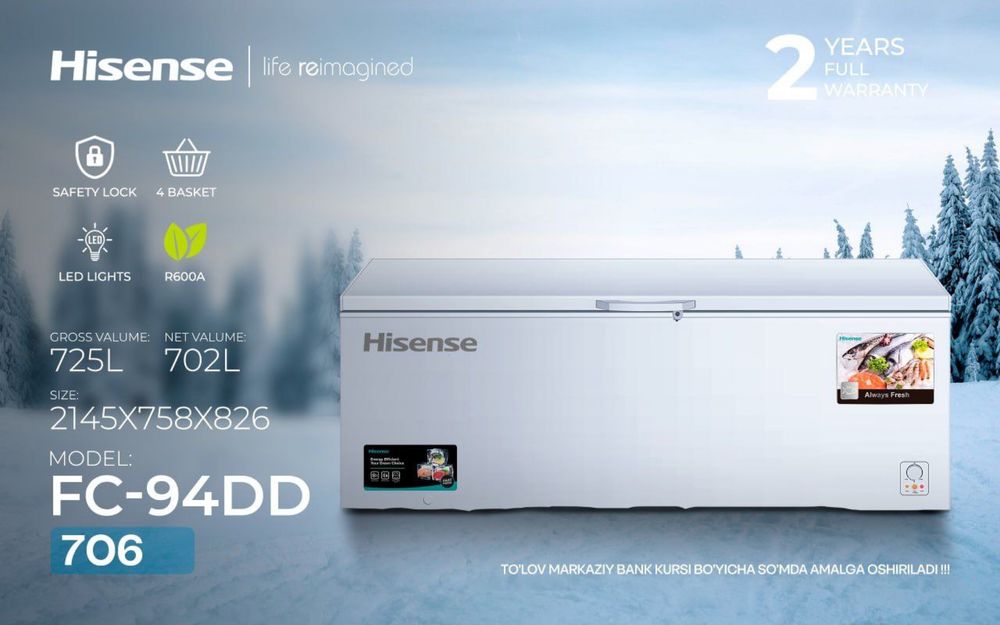 Морозильная камера Hisense 725L Доставка бесплатно
